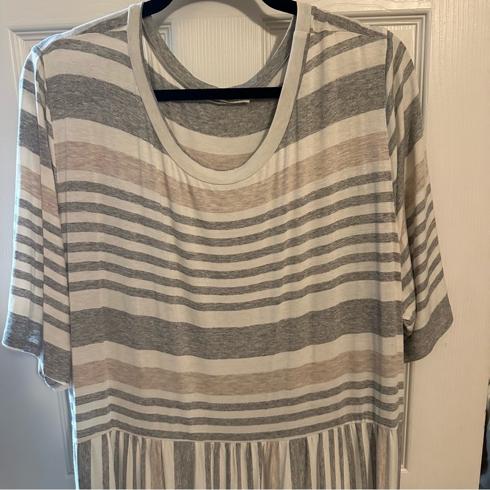 Grey Striped Maxi Dress